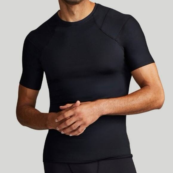 Tommie Copper Black Mens Shoulder Support Short Sleeve T Shirt Tee Size 2XL - Picture 1 of 7